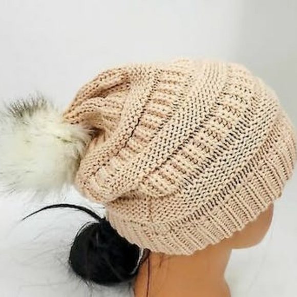 SELF Esteem Pom Pom Beanie, One Size - Picture 3 of 3